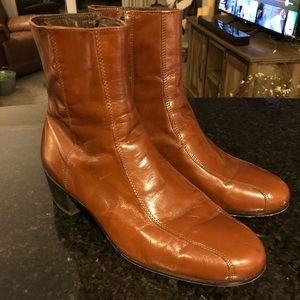 Mens Florsheim DUKE Side Zip Bike Toe Ankle Dress Boots - Cognac Color